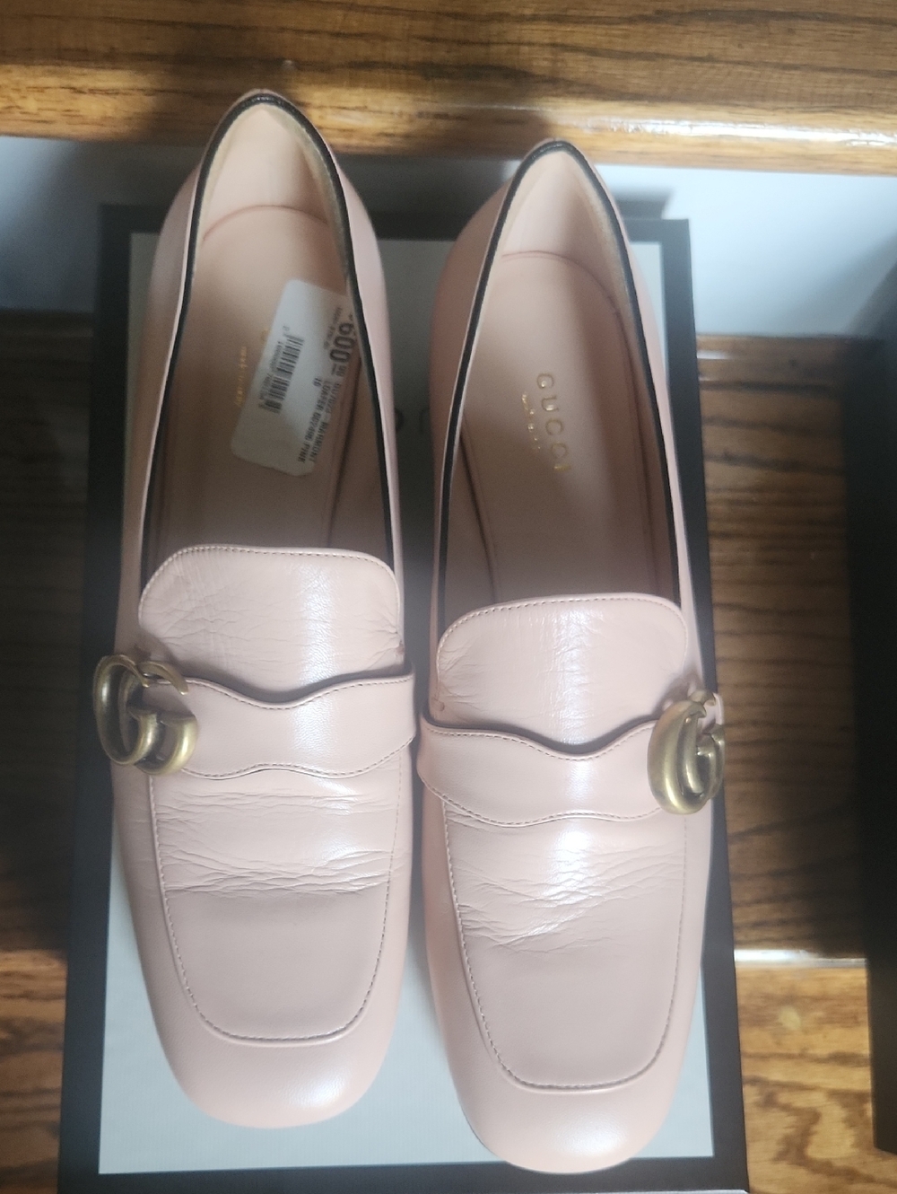 Gucci Pale Pink Leather Horsebit Loafers